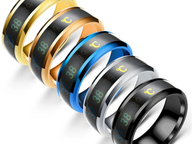 Titanium Steel Temperature Couple Ring Mood Emotion Feeling Intelligent Sensitive Rings For Women Men Waterproof Jewelry Gift