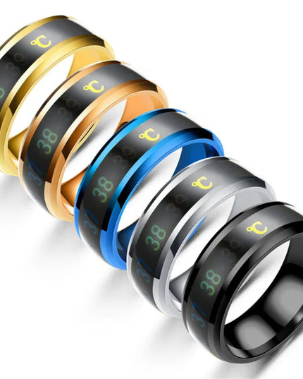 Titanium Steel Temperature Couple Ring Mood Emotion Feeling Intelligent Sensitive Rings For Women Men Waterproof Jewelry Gift