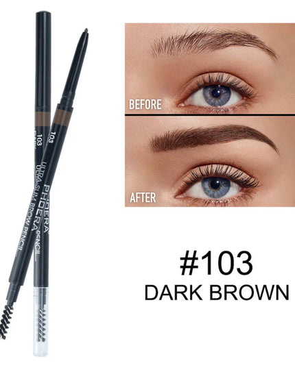 PHOERA 5-Colors Double-headed Eyebrow Pencil Automatic Rotation Ultra-fine Eyebrow Pencil Waterproof Makeup Free Eye Cosmetics