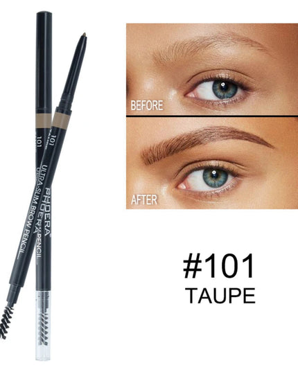 PHOERA 5-Colors Double-headed Eyebrow Pencil Automatic Rotation Ultra-fine Eyebrow Pencil Waterproof Makeup Free Eye Cosmetics