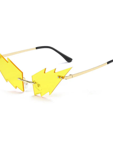 Luxury Fashion Lightning Flame Sunglasses Women Rimless Wave Sun Glasses Metal Shades Vintage Steampunk Sunglasses Women UV400