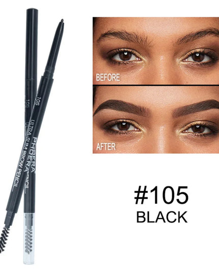 PHOERA 5-Colors Double-headed Eyebrow Pencil Automatic Rotation Ultra-fine Eyebrow Pencil Waterproof Makeup Free Eye Cosmetics