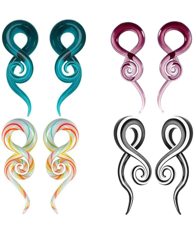 One Pair Pyrex Glass Ear Spiral Taper Gauge Ear Plug Stretching Expander Piercing Glass Gauge Body Jewelry Piercing