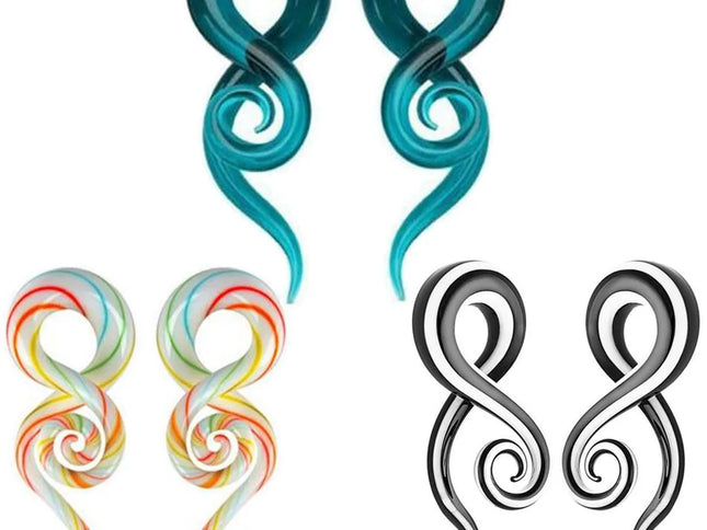 One Pair Pyrex Glass Ear Spiral Taper Gauge Ear Plug Stretching Expander Piercing Glass Gauge Body Jewelry Piercing