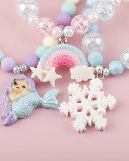 Makersland Kids Necklaces for Girls Ice Cream Pendant Beaded Resin Necklace Candy Color Cartoon Cute Jewelry Christmas Presents