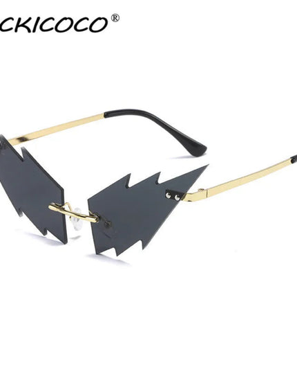 Luxury Fashion Lightning Flame Sunglasses Women Rimless Wave Sun Glasses Metal Shades Vintage Steampunk Sunglasses Women UV400