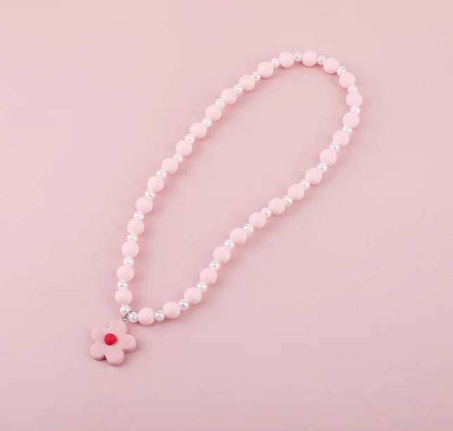 Makersland Kids Necklaces Girls Snowflake Rainbow Pendant Beaded Necklace Cute Design Fashion Children Beads DIY Jewelry Gifts