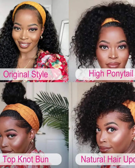 Headband Wig Human Hair Kinky Curly MYLOCKME No Glue Full Machine Made Brazilian Remy Human Hair Wigs For Women 180% Density