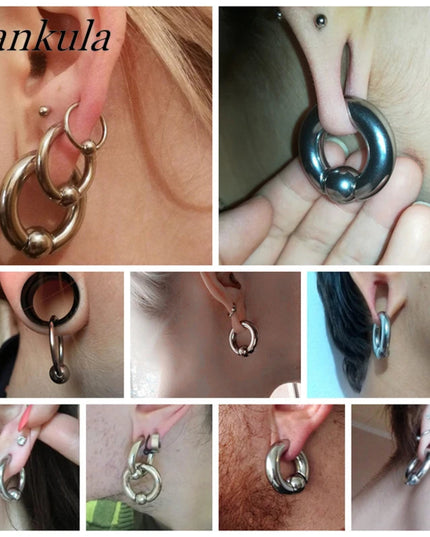 Vankula 2pcs Ear Plug Tunnels 316L Stainless Steel Piercing Captive Hoop Ear Gauges Weights for Flesh Piercing  Body Jewelry