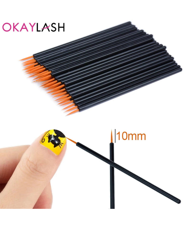 OKAYLASH 50pcs/lot Reusable Gel Liner Nail Art Brushes Painting Pen Disposable  Eyeliner Beauty Eyeline Makup Tools