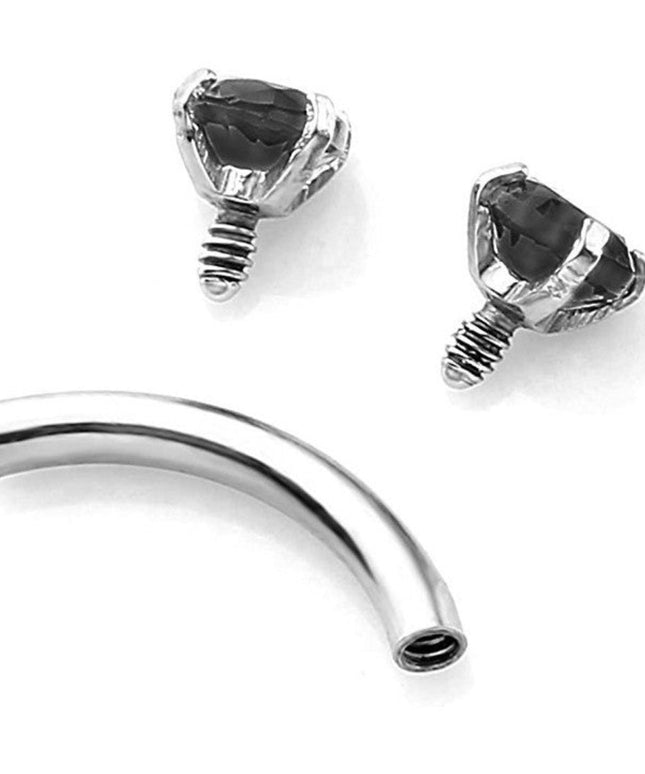 Eyebrow Ring Fashion Puncture Fine Rod Navel Stud with Diamond Eyebrow Ring Double Small Diamond Nipple Ring Stylish Curved Rod Minimalist Tide Lock Bone Nail