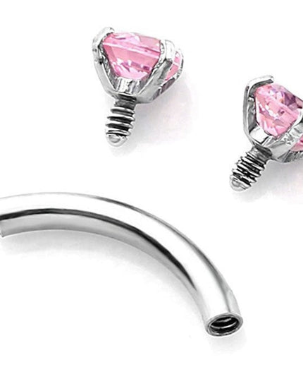 Eyebrow Ring Fashion Puncture Fine Rod Navel Stud with Diamond Eyebrow Ring Double Small Diamond Nipple Ring Stylish Curved Rod Minimalist Tide Lock Bone Nail