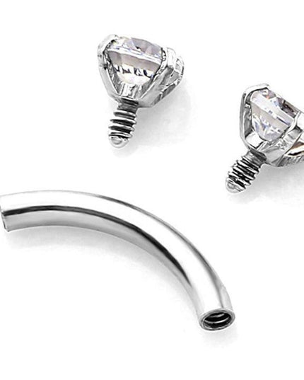 Eyebrow Ring Fashion Puncture Fine Rod Navel Stud with Diamond Eyebrow Ring Double Small Diamond Nipple Ring Stylish Curved Rod Minimalist Tide Lock Bone Nail