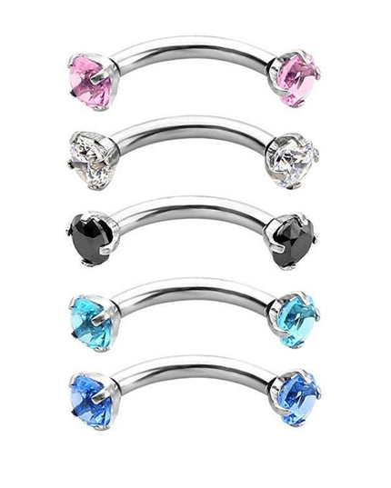 Eyebrow Ring Fashion Puncture Fine Rod Navel Stud with Diamond Eyebrow Ring Double Small Diamond Nipple Ring Stylish Curved Rod Minimalist Tide Lock Bone Nail
