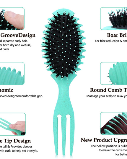 Curling Brush, Unisex, Shaping and Styling Curling Brush for Long/Wavy/Damaged Hair, Blue
