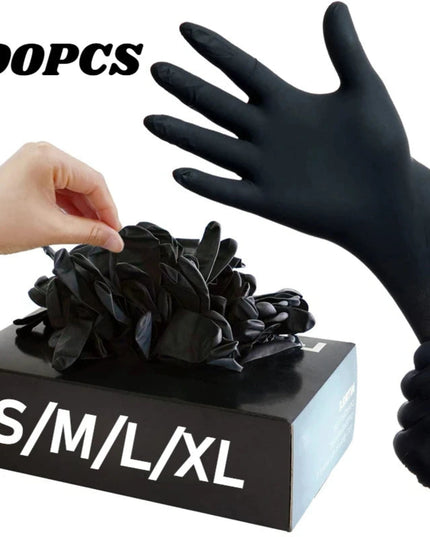 10/20/50/100PCS Black Nitrile Disposable Gloves for Work Latex Free Home Cleaning Glove Textured Mechanic Tattoo Hair Dye Beauty