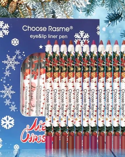 12 Pcs Matte lipliner Christmas Set Lipstick Pen for Women Makeup Hold lipliner Set Christmas Day Cosmetics