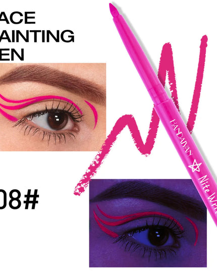 Fluorescent UV Light Neon Eyeliner Pen Waterproof Yellow Purple Orange Color Gel Eye Liner Pencil Eyes Make Up Cosmetics Tool