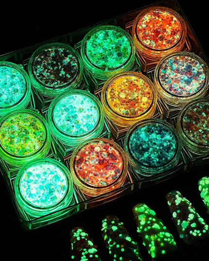 12 Colors Glitter Gel Makeup Glow in The Dark Body Glitter Gel UV Face Glitter for Women Festival Party Glitter Makeup Gel