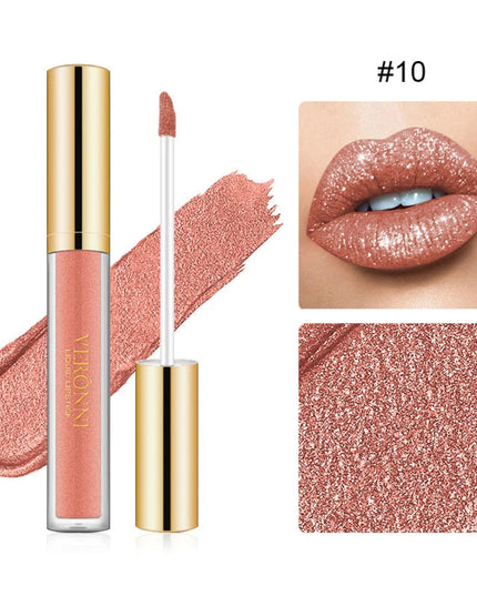 15 Color Glitter Liquid Lipsticks Shimmer Shiny Lipgloss Pearlescent Lip Tint Waterproof Long Lasting Matte Diamond Lips Glaze