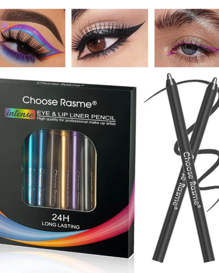 12 Colors Set Glitter & Shimmer Eyeliner Stick Pack - Long-Wearing Blue Tone Eyeliner Pencil with Smooth Application - Versatile