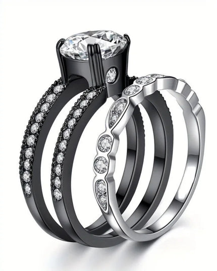 Fashionable Couple Ring, Inlaid with Cubic Zirconia for Men's and Women's Engagement Jewelry, Holiday Gift Giving Wedding