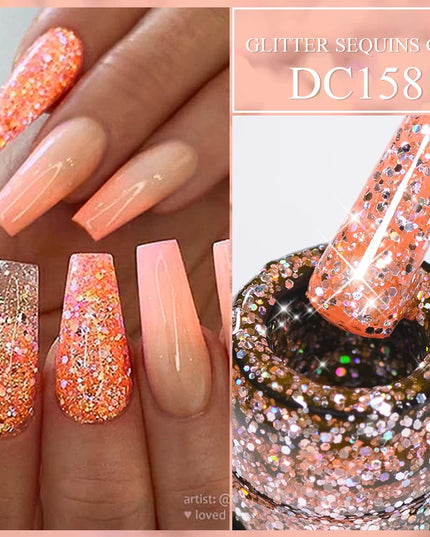 7ml Snowflake Gel Nail Polish UV LED Semi Permanent Milky White Pink Glitter Snow Sequins Gel Nails Art Design Varnish Manicure