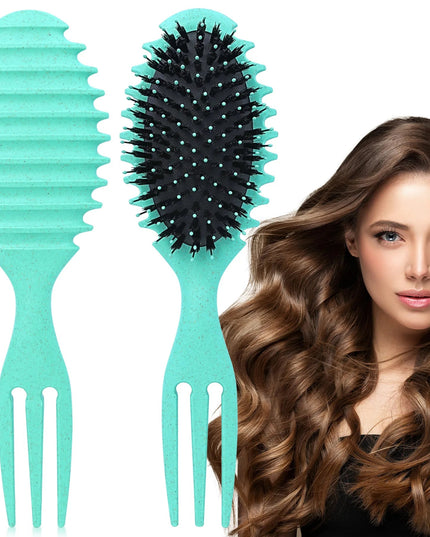 Curling Brush, Unisex, Shaping and Styling Curling Brush for Long/Wavy/Damaged Hair, Blue