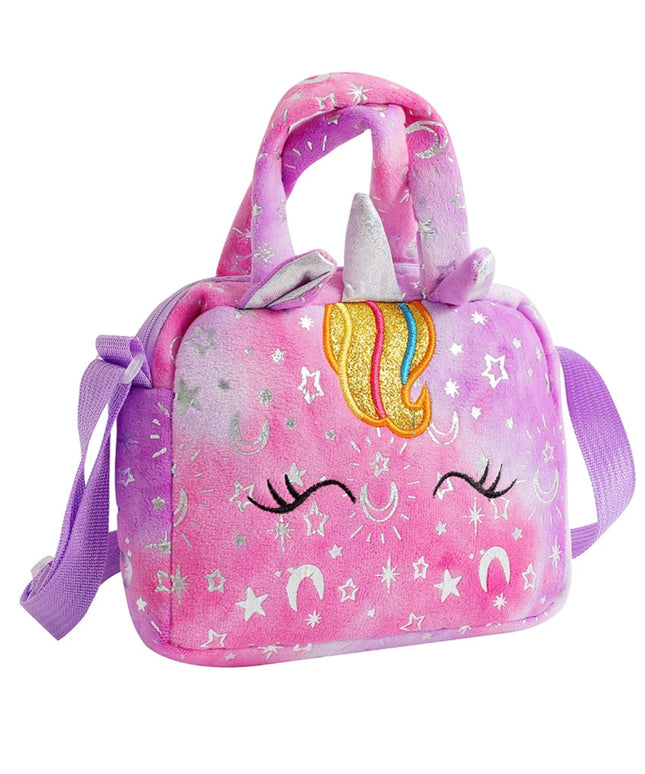 Plush Unicorn Single Shoulder Crossbody Bag for Children's Coin Purse Girl Travel Handbag Cute Student Gift Storage Pencil Bags