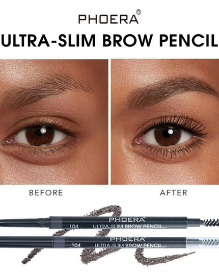 PHOERA 5-Colors Double-headed Eyebrow Pencil Automatic Rotation Ultra-fine Eyebrow Pencil Waterproof Makeup Free Eye Cosmetics