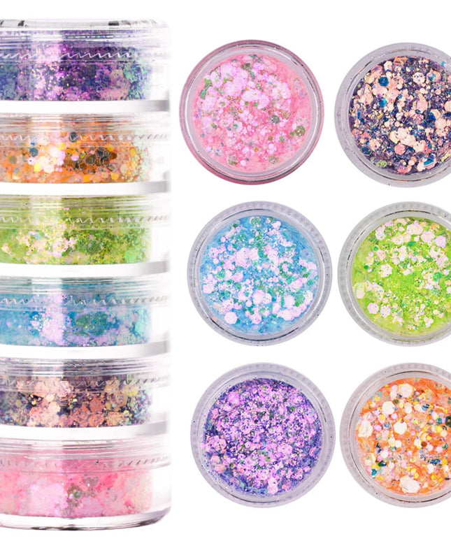 6colors/set Neon Fluorescent Nail Powder Colorful Phosphor Gradient Nail Pigment Eyeshadow Face Body Makeup Nail Art Decoration
