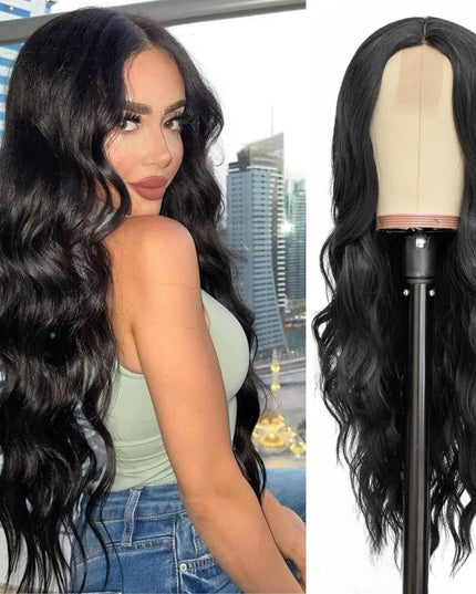 Synthetic Long Lace Ombre Blonde Wavy Wig for Women 26 Inch Middle Part Curly Natural Looking Heat Resistant Fiber for Daily