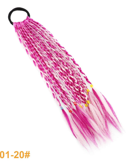 Colorful Braid Synthetic Hair Ponytail Rope Tie Girls Princess Color Tail Wig Children's Styling Baby Accessories