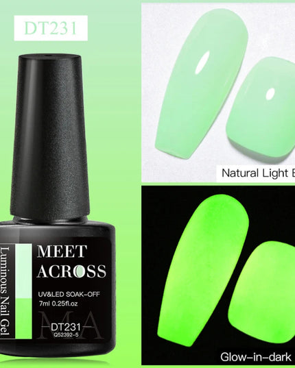 MEET ACROSS 7ml Fluorescent Neon Gel Nail Polish Sparky Semi Permanent Soak Off Nail Art UV LED Gel Varnish For Manicure