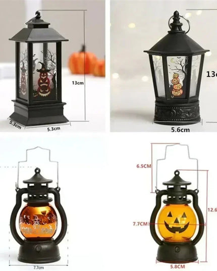 Mystical Halloween LED Lanterns Witch Castle Ghost Pumpkin Decor with Dangling Candle Lights Perfect Gift