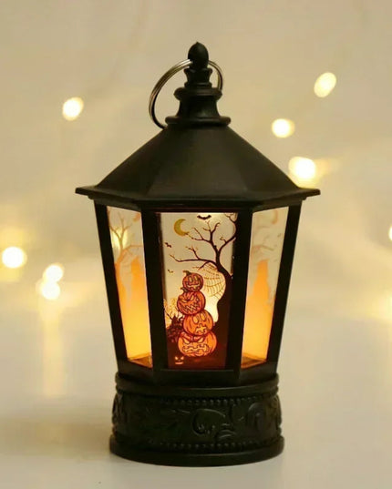 Mystical Halloween LED Lanterns Witch Castle Ghost Pumpkin Decor with Dangling Candle Lights Perfect Gift