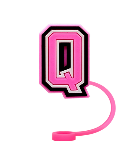 10mm Pink Letter Straw Cover Caps 1PCS Accessories For Cups,Soft Silicone Alphabet Straw Topper Drinkware,Dustproof Straw Caps