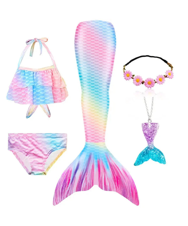 New Kids The Little Mermaid Tails Children Memaid Swimsuit Bikini Bathing Suit Halloween Costume Girll Can add Monofin For Pool