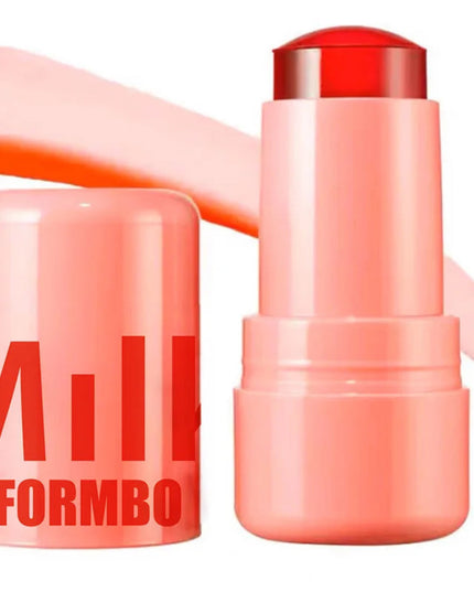 Milk Jelly Lipstick Blush Stick Moisturized Blusher Rouge Cream Shimmer Powder Blusher Stick Beauty Makeup for Women and Girls