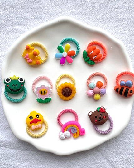 40/50/60Pcs/Lot Children Kids Hair Accessories Cartoon Elastic Hair Bands Baby Head Rope Small Animal Cute Girls Headdress