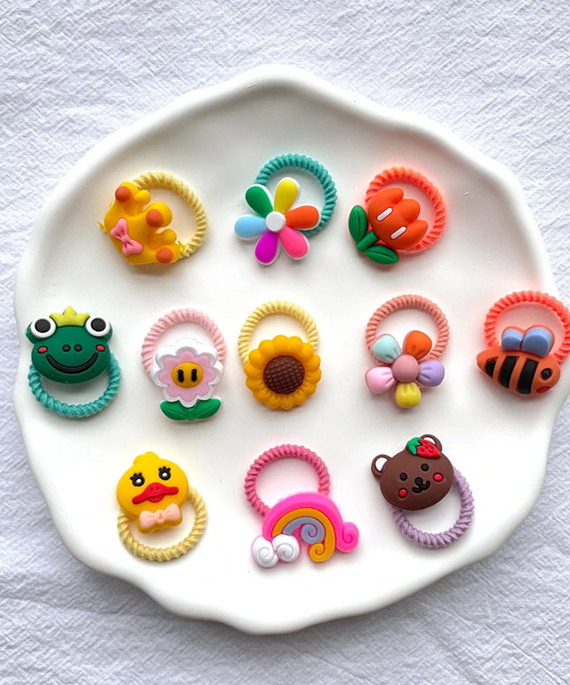 40/50/60Pcs/Lot Children Kids Hair Accessories Cartoon Elastic Hair Bands Baby Head Rope Small Animal Cute Girls Headdress
