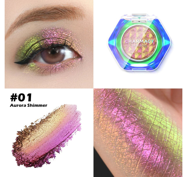 CHARMACY Multichrome Eyeshadow Palette 8 Colors Shimmer Waterproof Long-lasting Professional Eye Shadow Cosmetic Makeup