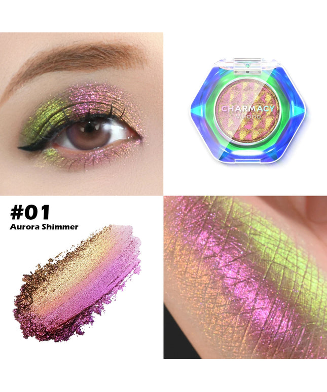 CHARMACY Multichrome Eyeshadow Palette 8 Colors Shimmer Waterproof Long-lasting Professional Eye Shadow Cosmetic Makeup