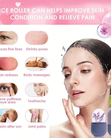 Upgraded Ice Roller for Face and Eyes - Facial Massager for Skin Care - Reusable Silicone Ice Mold to Refresh and Cool Skin