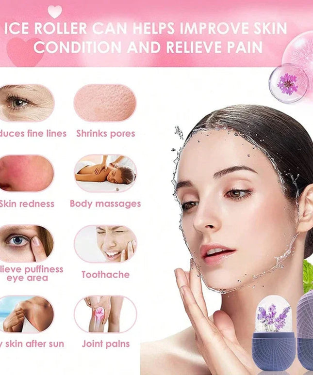 Upgraded Ice Roller for Face and Eyes - Facial Massager for Skin Care - Reusable Silicone Ice Mold to Refresh and Cool Skin