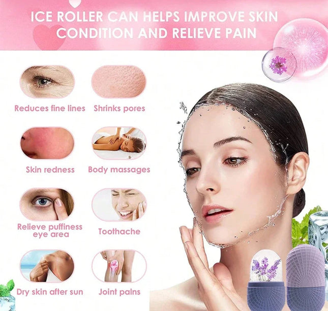 Upgraded Ice Roller for Face and Eyes - Facial Massager for Skin Care - Reusable Silicone Ice Mold to Refresh and Cool Skin