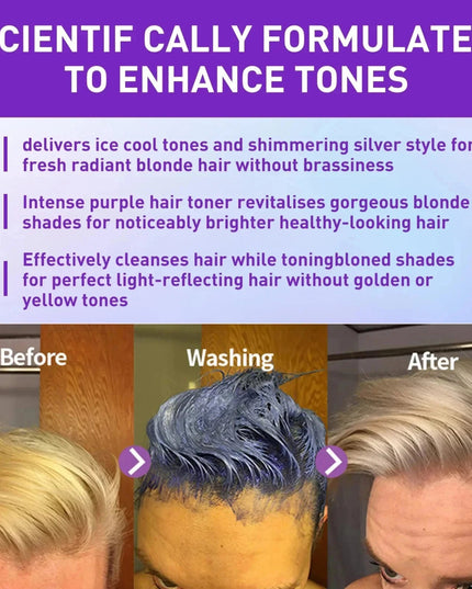 Purple Hair Dye Shampoo for Blonde to Cover Gray Non-irritating Hair Fading Yellow After Bleach Hair Shampoo Gray Hair Remedy