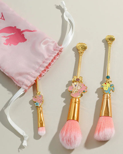 The Little Mermaid Makeup Brushes, Kawaii, Disney, Ariel, Princess, Eye Shadow, Foundation, Blush, Blending, Beauty, 3Pcs
