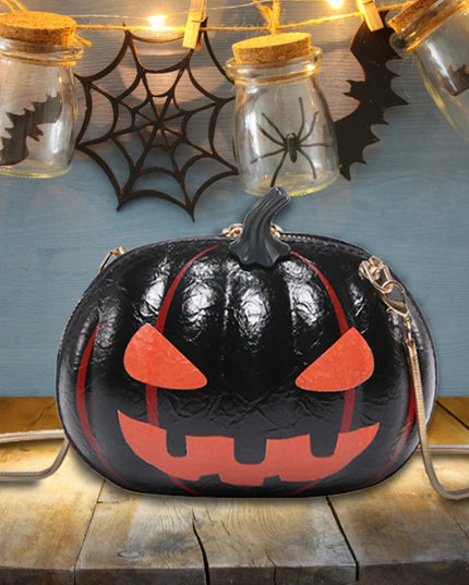 Pumpkin PU Leather Handbag Women Halloween Crossbody Bag Novelty Messenger Bag Crossbody Purse for Shopping Travel