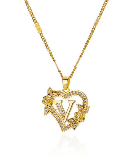 Heart Initial Letter Necklaces For Women Gold Color Stainless Steel Chain A-Z Alphabet Pendant Necklace Birthday Jewelry Gift